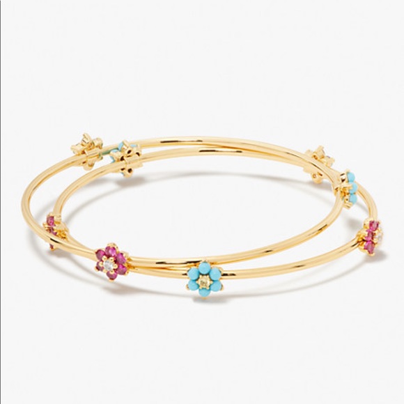 $78 Kate Spade Myosotis Flower Bangle Bracelet Set of 2 - Picture 6 of 6